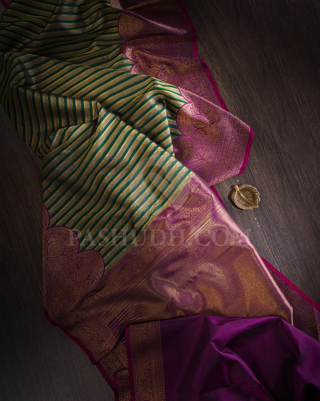 Sage Green,Bottle Green With Royal Purple Kanjivaram Silk Saree-S1517(D)