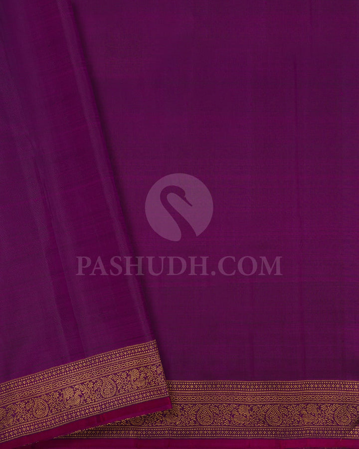 Sage Green,Bottle Green With Royal Purple Kanjivaram Silk Saree-S1517(D)