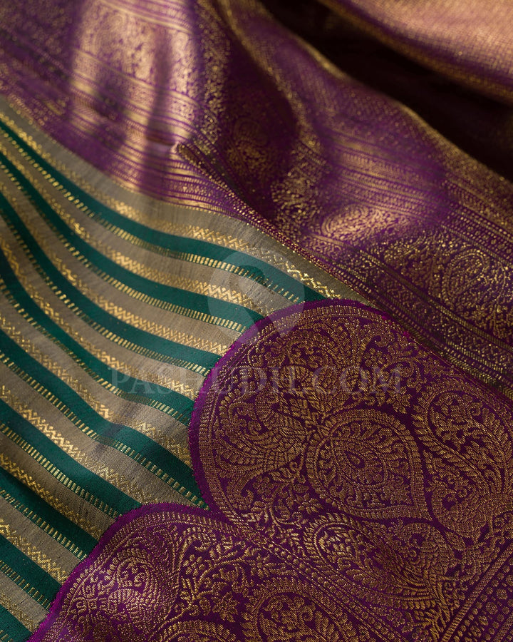 Sage Green,Bottle Green With Royal Purple Kanjivaram Silk Saree-S1517(D)