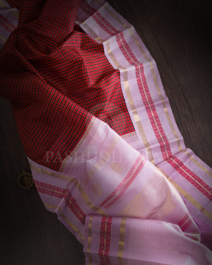 Red And Black Pure Zari Kanjivaram Silk Saree-SP316