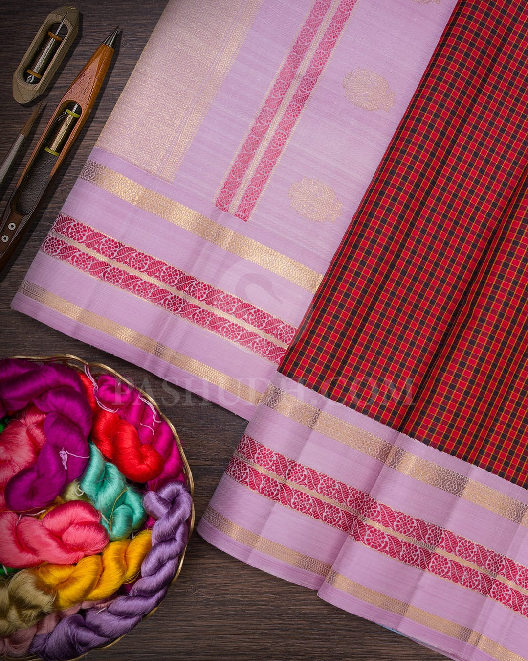 Red And Black Pure Zari Kanjivaram Silk Saree-SP316