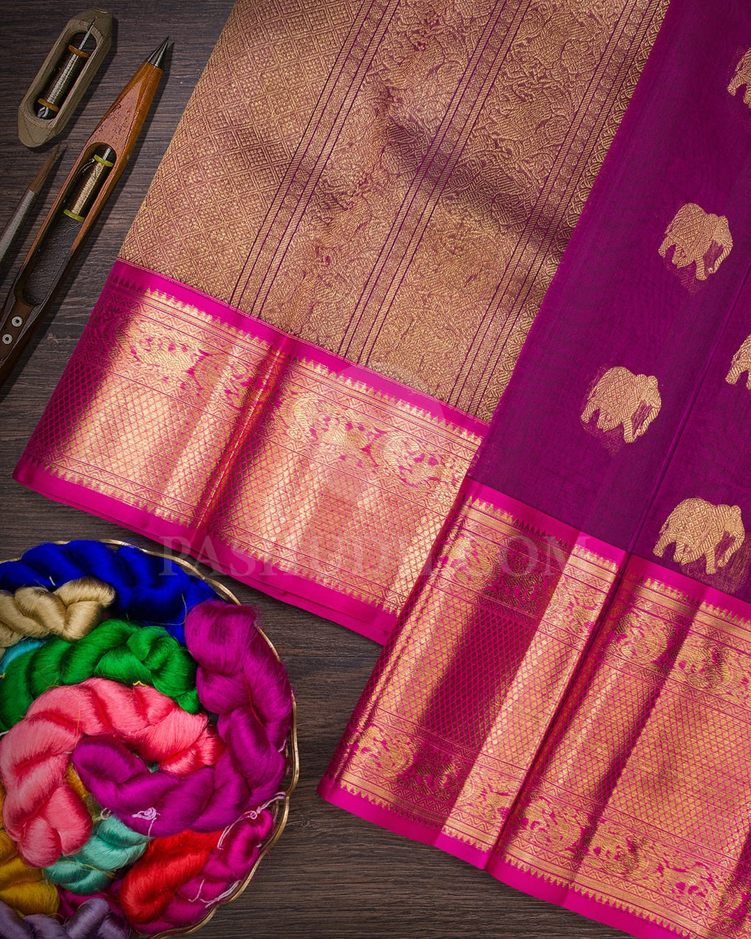 Purple With Bright Baby Pink Kora Organza Kanjivaram Silk Saree-SP327