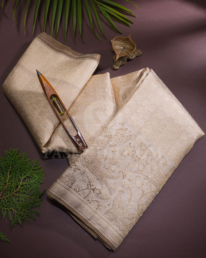 Halfwhite Kanjivaram Silk Saree-S1405(D)