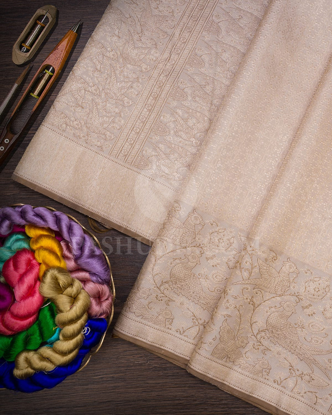 Halfwhite Kanjivaram Silk Saree-S1405(D)