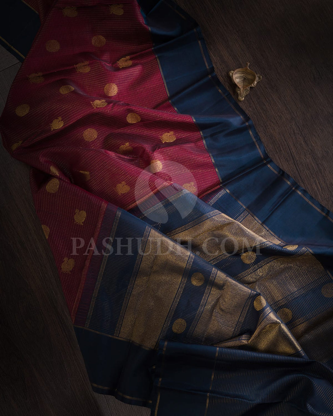 Brown With Dark Teal Kanjivaram Silk Saree-SP295