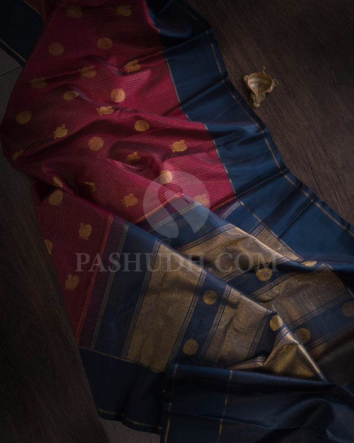 Brown With Dark Teal Kanjivaram Silk Saree-SP295