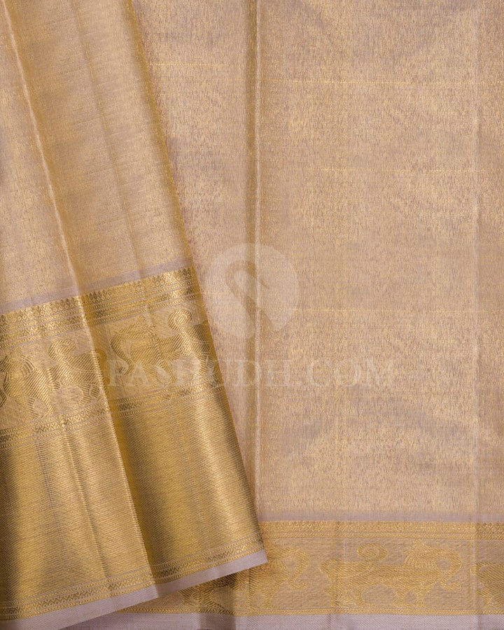 Cream Bridal Tissue Pure Zari Kanjivaram Silk Saree-SP294