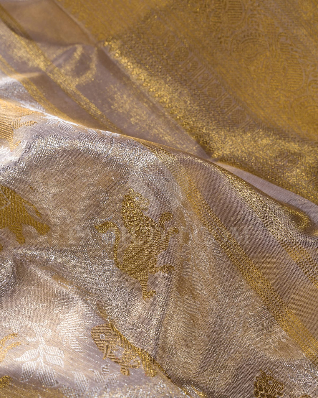 Cream Bridal Tissue Pure Zari Kanjivaram Silk Saree-SP294
