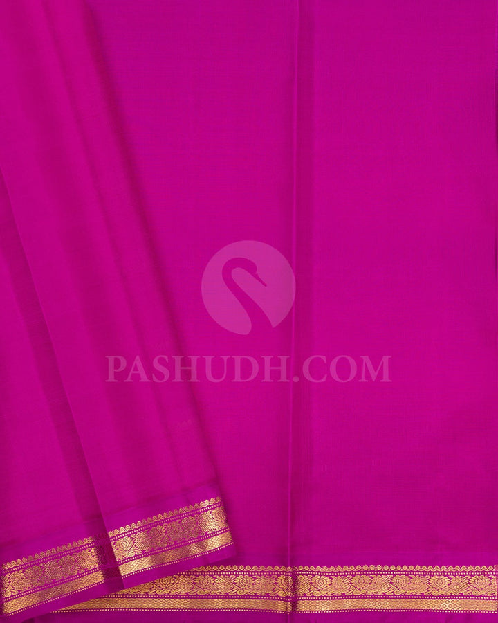 Navy Blue With Magenta Pure Zari Kanjivaram Silk Saree-SP298