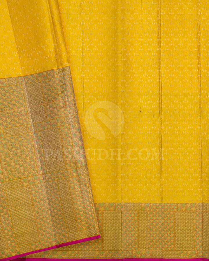 Bright Yellow Kanjivaram Silk Saree-DJ352(F)