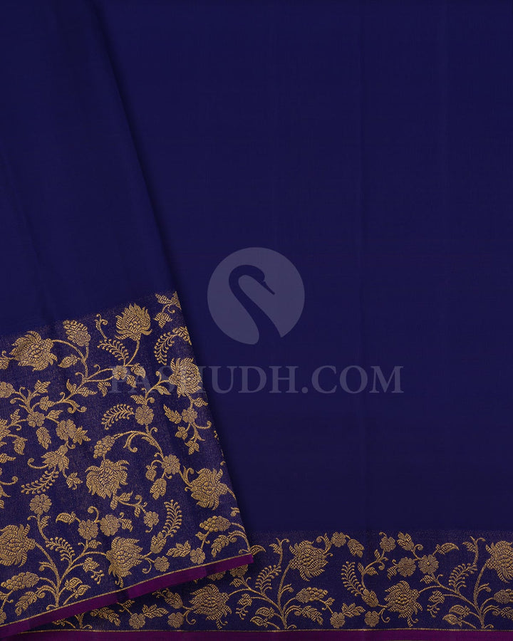 Peachy Pink And Royal Blue Kanjivaram Silk Saree-S1070(K)