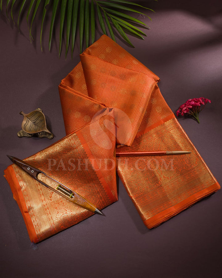 Orange Vairaoosi Kanjivaram Silk Saree-SP326