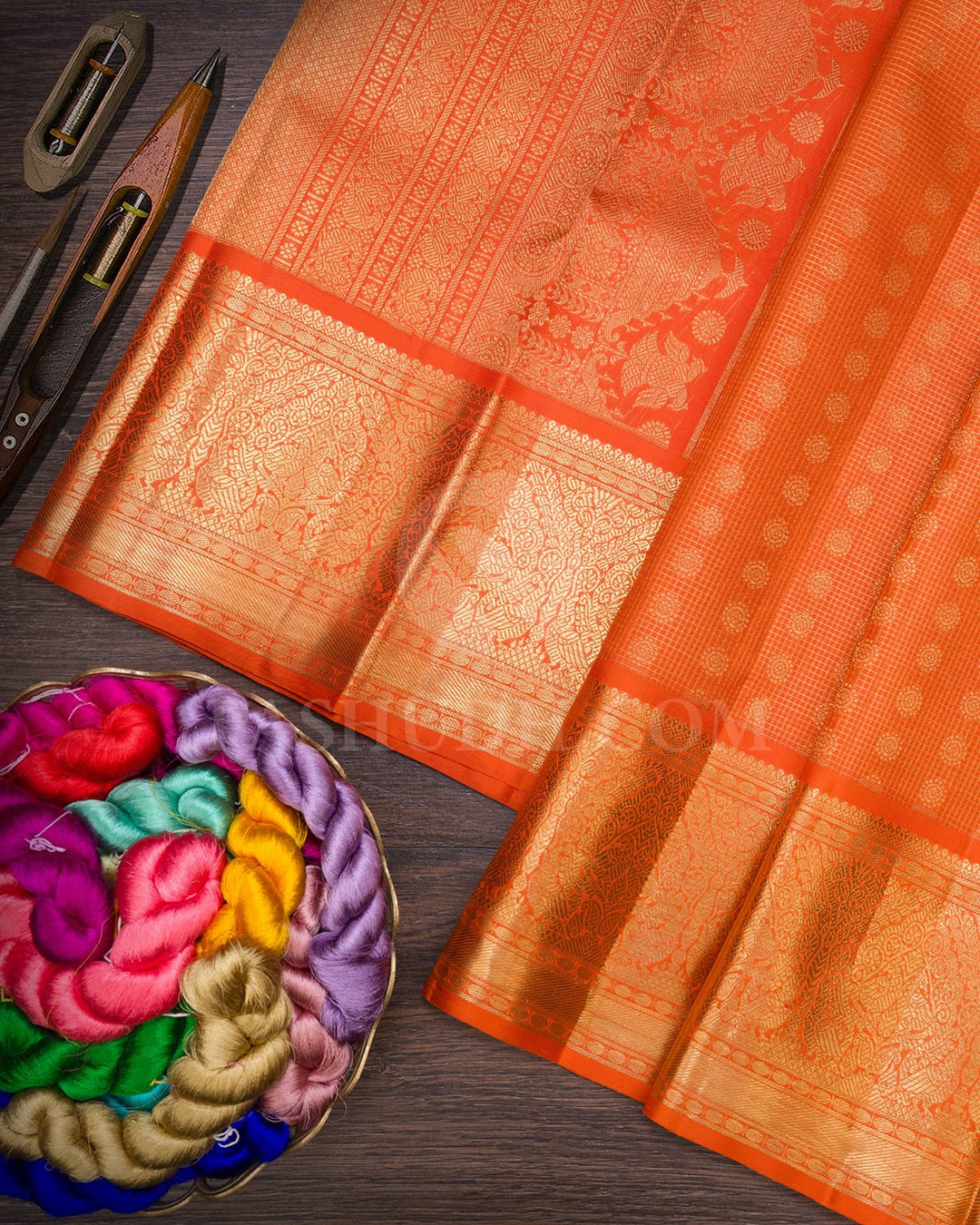 Orange Vairaoosi Kanjivaram Silk Saree-SP326