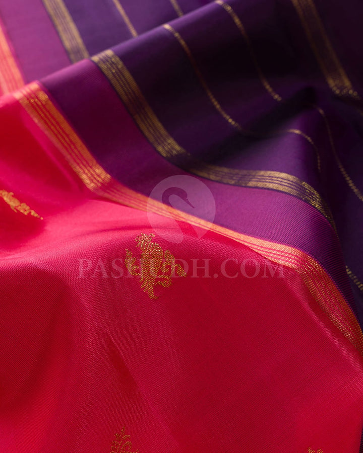 Fuchsia Pink And Purple Kanjivaram Silk Saree-SP315