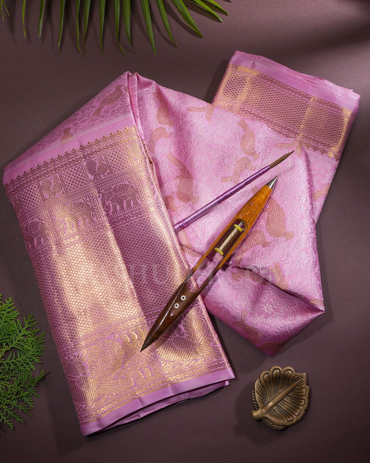Baby Pink Pure Zari Kanjivaram Silk Saree-SP332