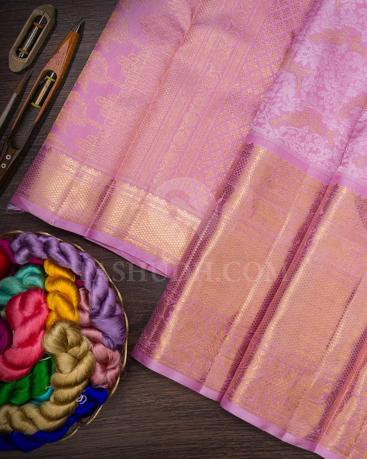 Baby Pink Pure Zari Kanjivaram Silk Saree-SP332