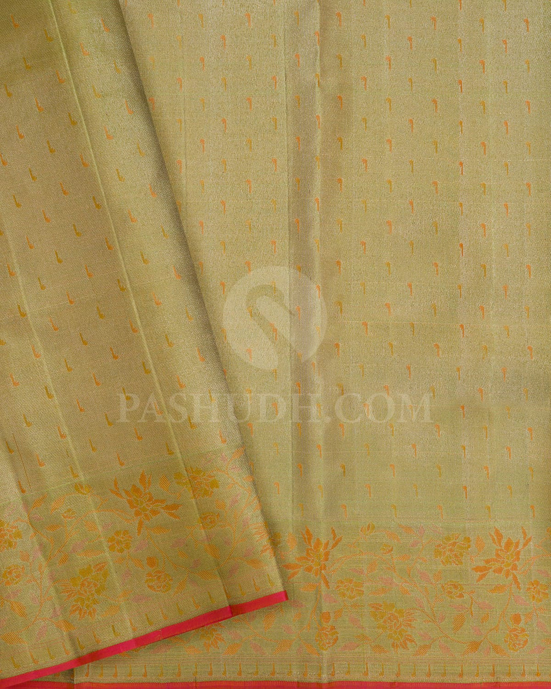 Orange And Light Green Kanjivaram Silk Saree-DJ364(D)