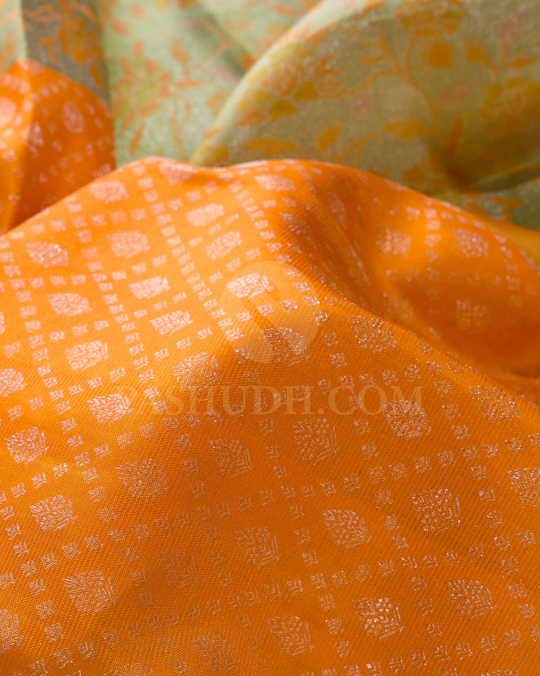 Orange And Light Green Kanjivaram Silk Saree-DJ364(D)