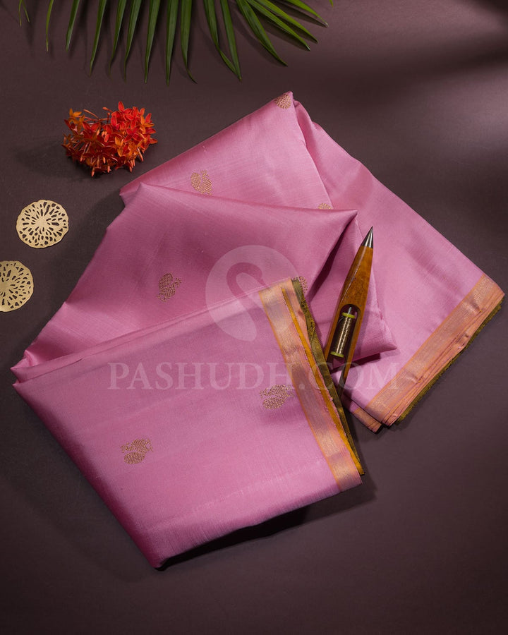 Baby Pink And Dual Shaded Dark Green Pure Zari Kanjivaram Silk Saree-SP305