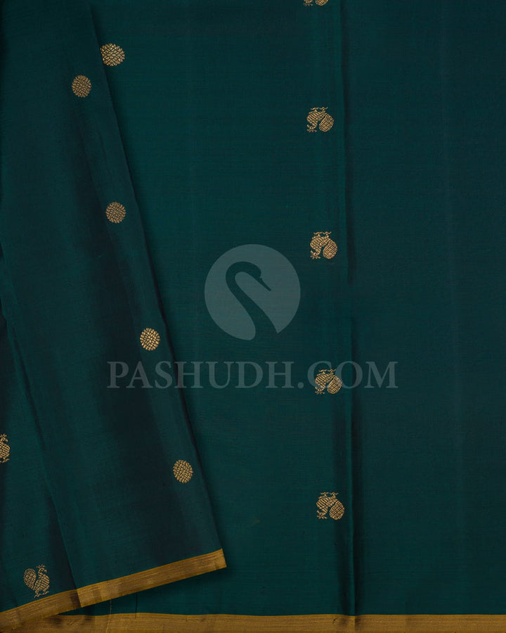 Baby Pink And Dual Shaded Dark Green Pure Zari Kanjivaram Silk Saree-SP305