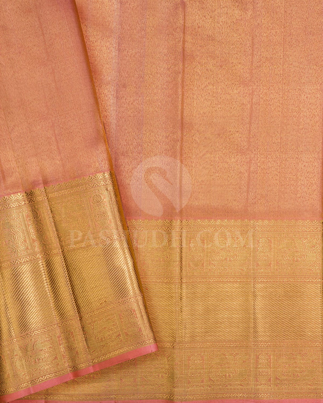 Peachy Pink Pure Zari Kanjivaram Silk Saree-SP293