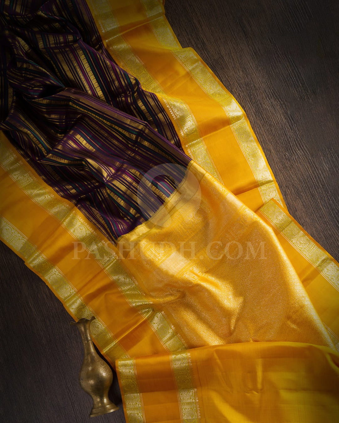 Multi Shade With Mango Yellow Kanjivaram Silk Saree-S1484(B)