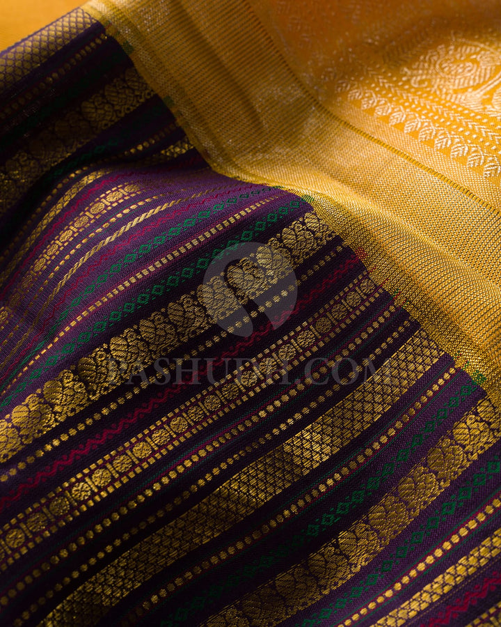 Multi Shade With Mango Yellow Kanjivaram Silk Saree-S1484(B)