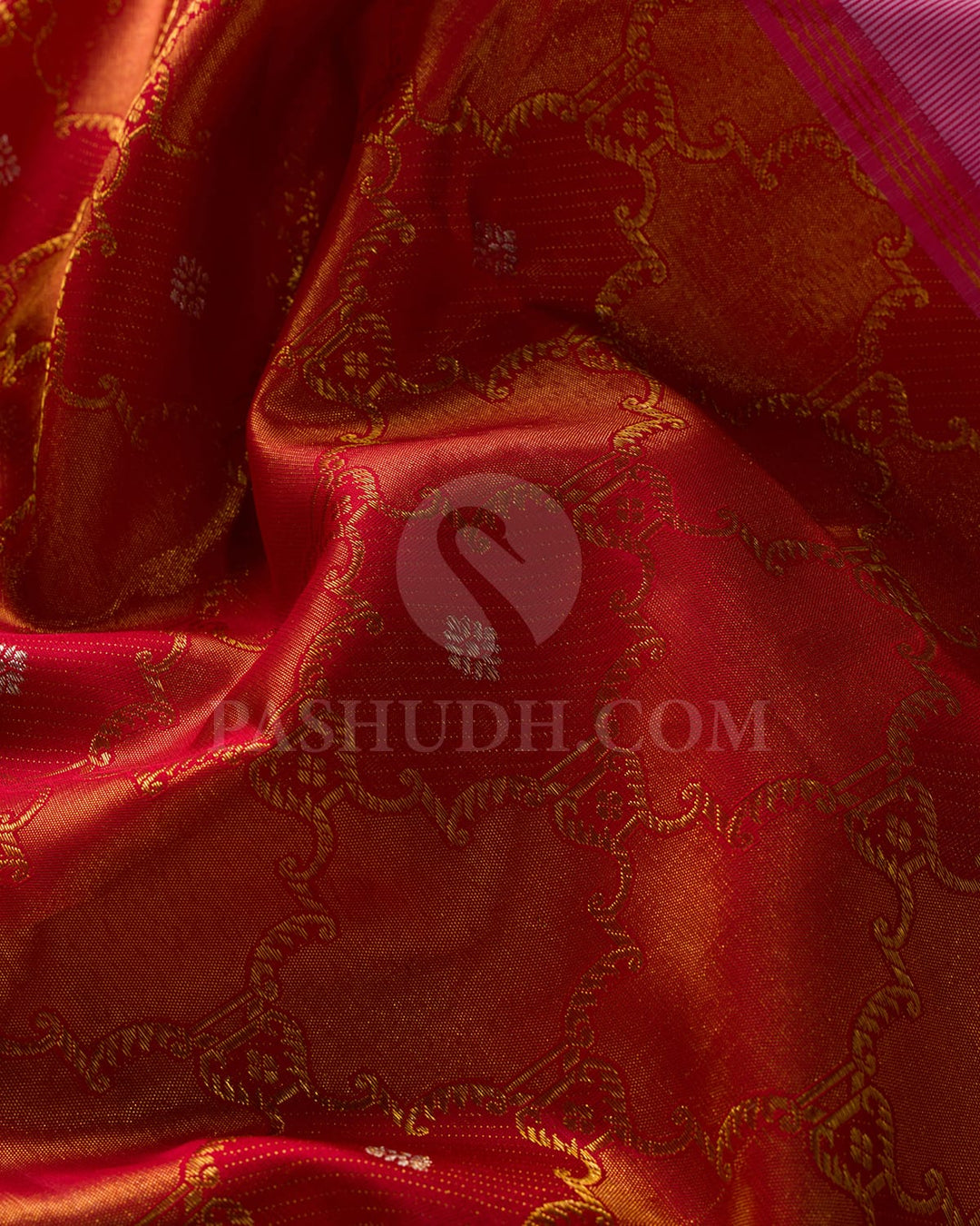 Red And Baby Pink Kanjivaram Silk Saree-S1498(A)