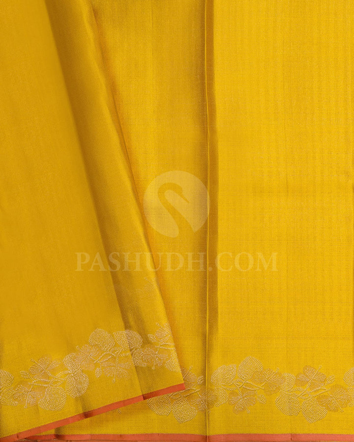Beige And Bright Yellow Kanjivaram Silk Saree-DJ394(A)
