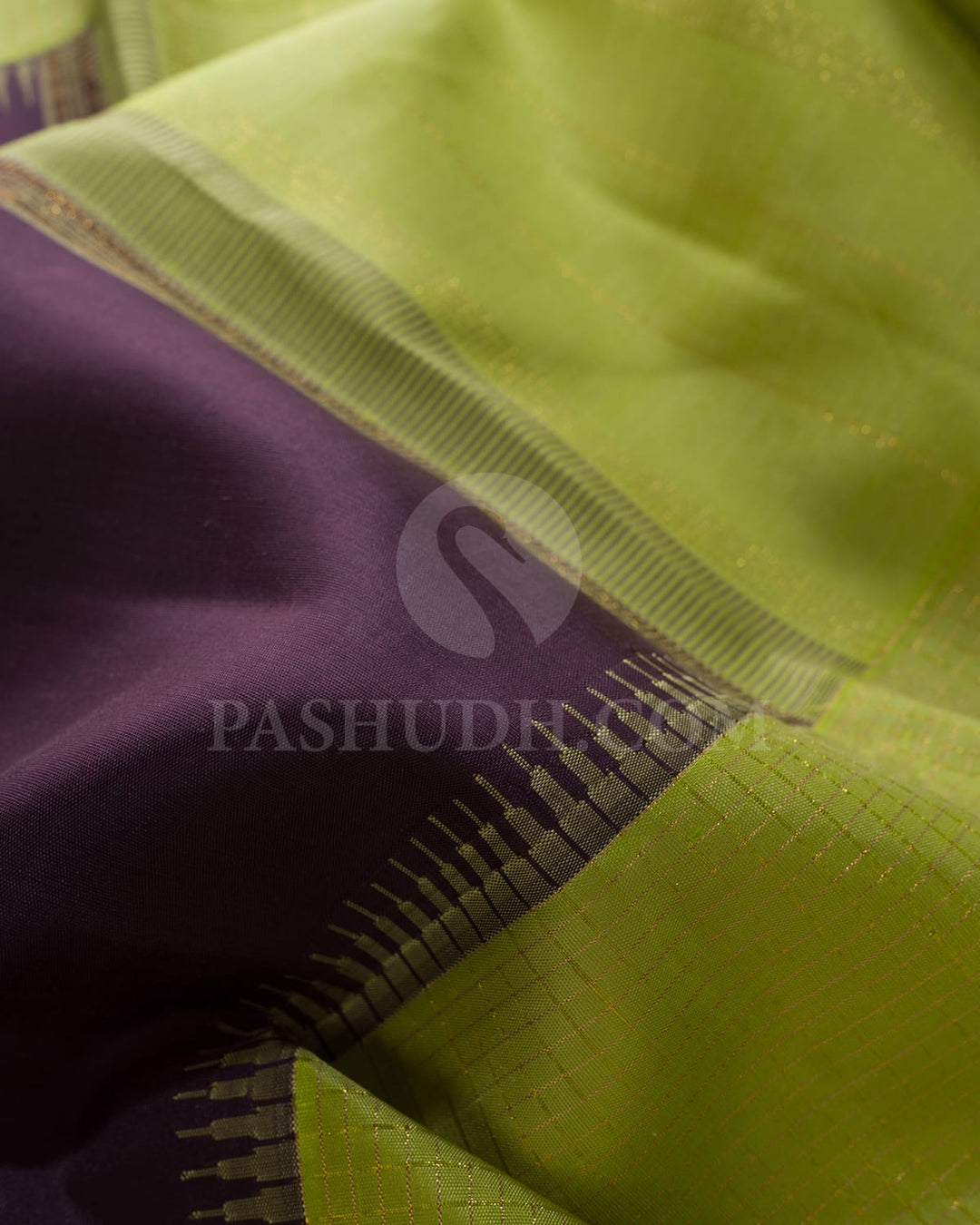 Brown And Parrot Green Pure Zari Kanjivaram Silk Saree-SP308