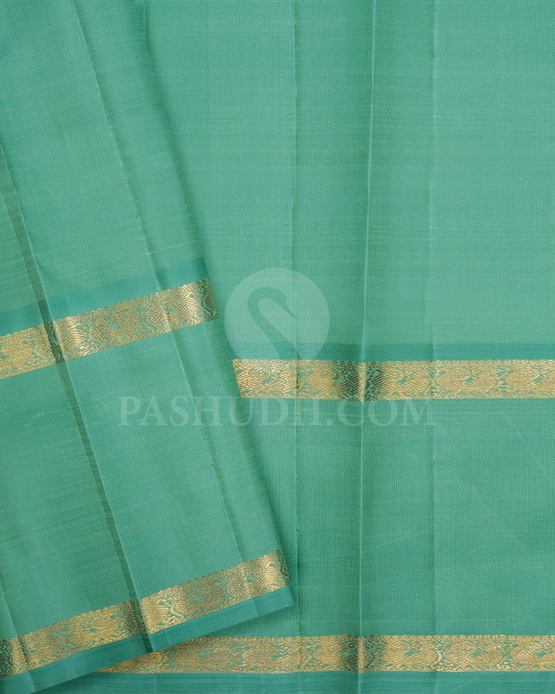 Dual Shaded Green And Teal Blue Pure Zari Kanjivaram Silk Saree-SP290