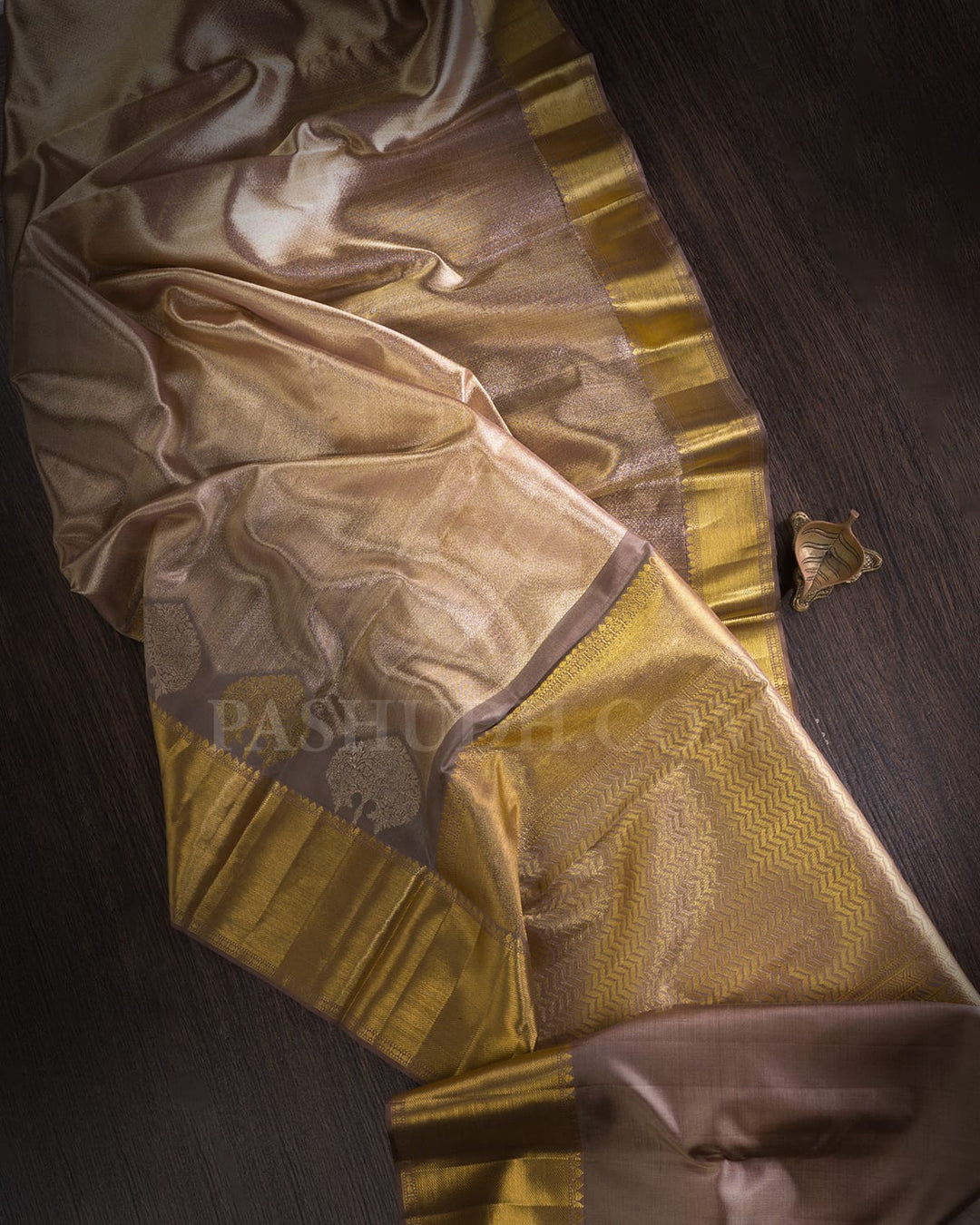 Greige Organza Kanjivaram Silk Saree-S1096(D)