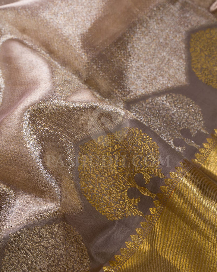 Greige Organza Kanjivaram Silk Saree-S1096(D)