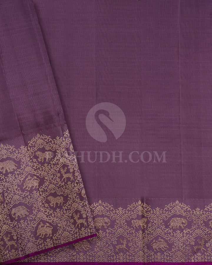Watermelon Pink And Heather Purple Kanjivaram Silk Saree-S1551(B)