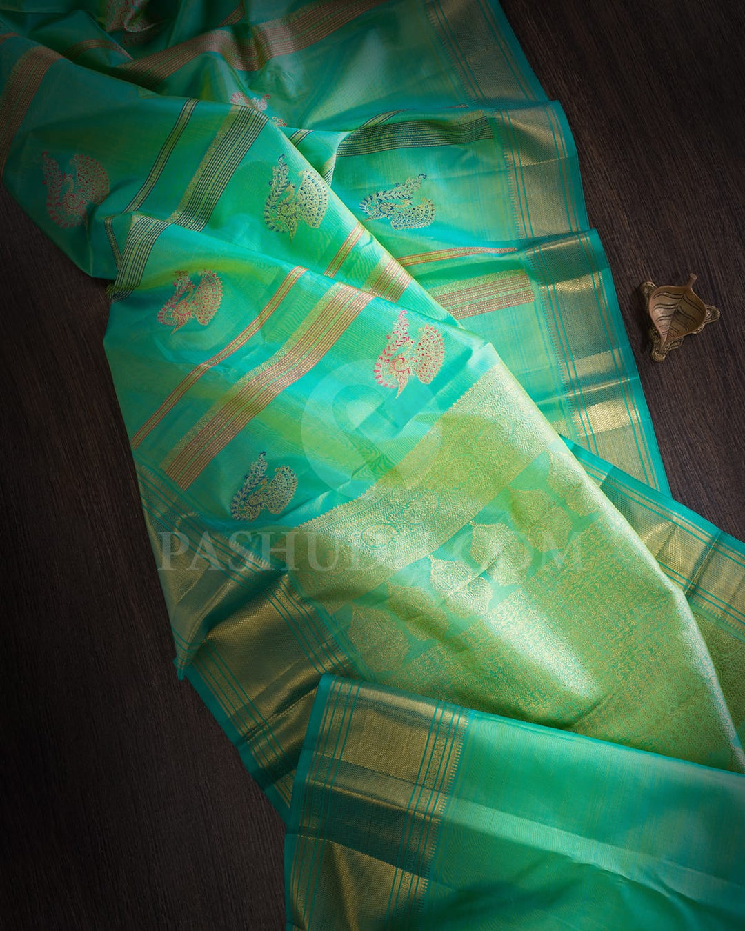 Dual Shaded Blue And Green Kanjivaram Silk Saree-S1566(A)