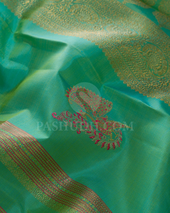 Dual Shaded Blue And Green Kanjivaram Silk Saree-S1566(A)