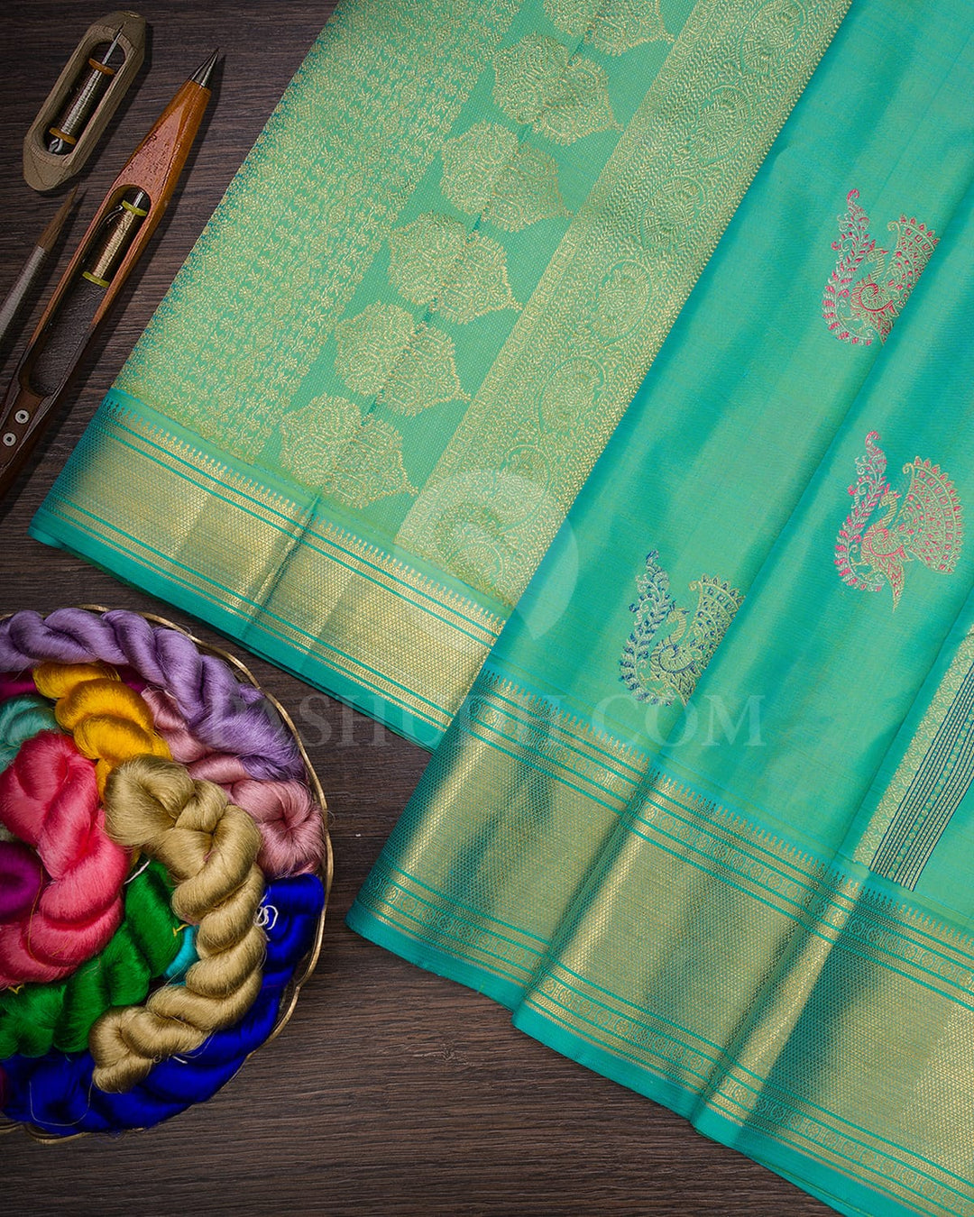 Dual Shaded Blue And Green Kanjivaram Silk Saree-S1566(A)