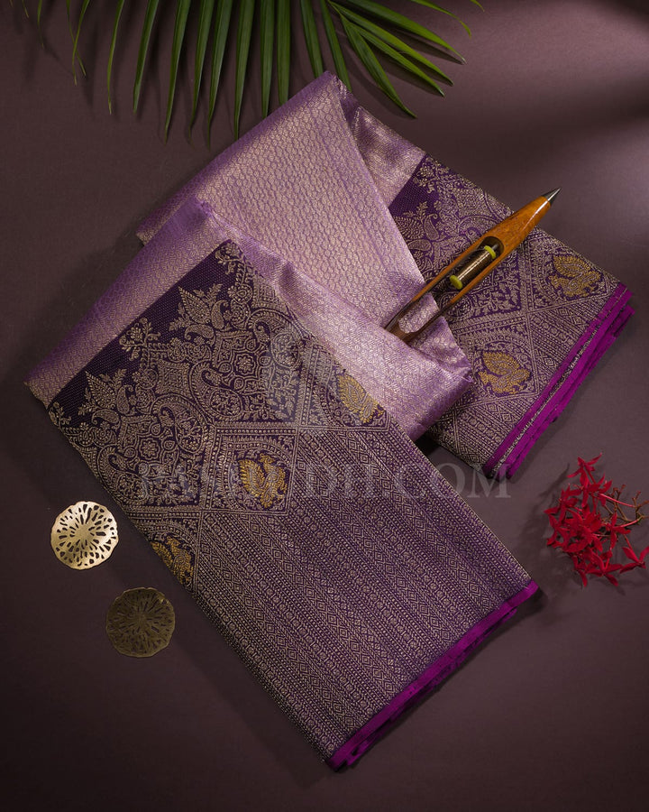 Lavender And Purple Tissue Kanjivaram Silk Saree-S1564(A)