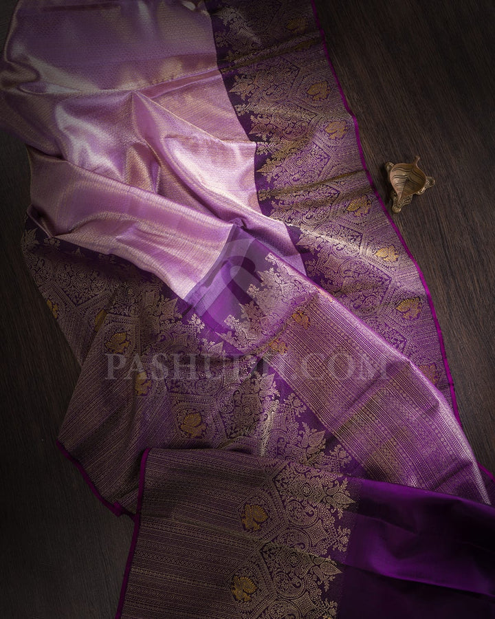 Lavender And Purple Tissue Kanjivaram Silk Saree-S1564(A)