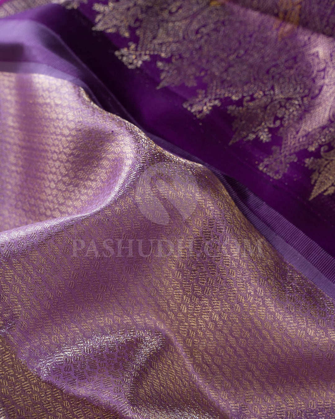 Lavender And Purple Tissue Kanjivaram Silk Saree-S1564(A)