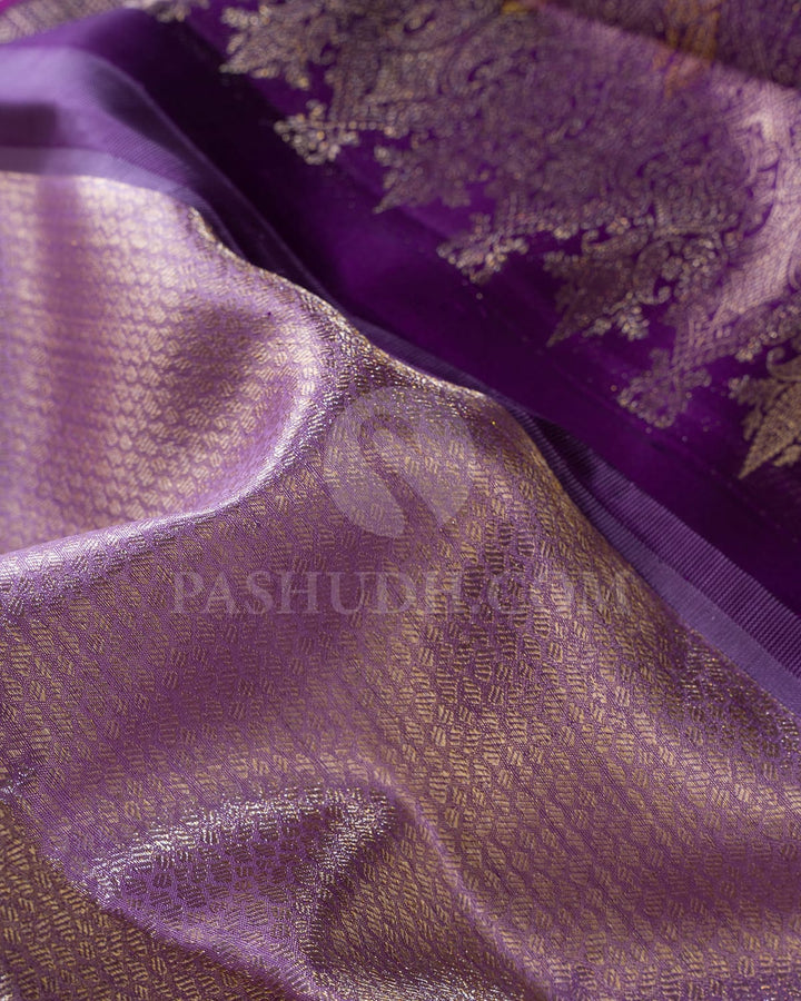 Lavender And Purple Tissue Kanjivaram Silk Saree-S1564(A)