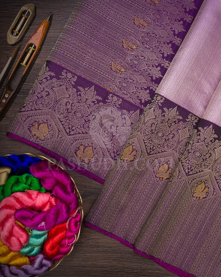 Lavender And Purple Tissue Kanjivaram Silk Saree-S1564(A)