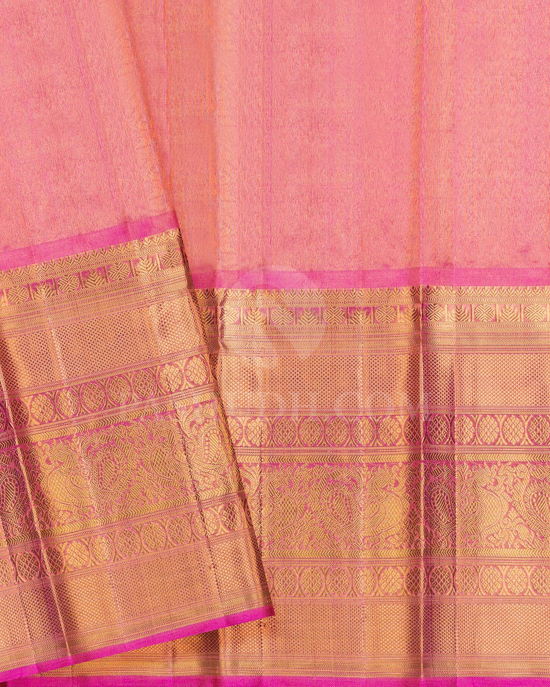 Orange Tissue Shimmer Pattu Paavadai Set-PA15