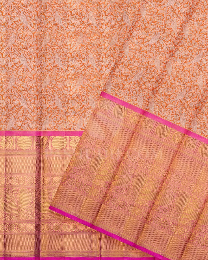 Orange Tissue Pattu Paavadai Set-PA16