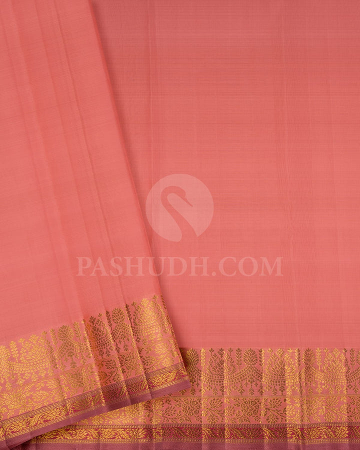 Mint Green With Mild Peach Kanjivaram Silk Saree-S1496(A)