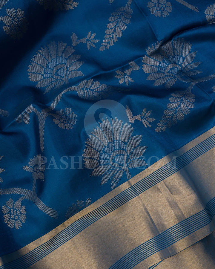 Cobalt Blue Self Colored Soft Silk Saree-AC151