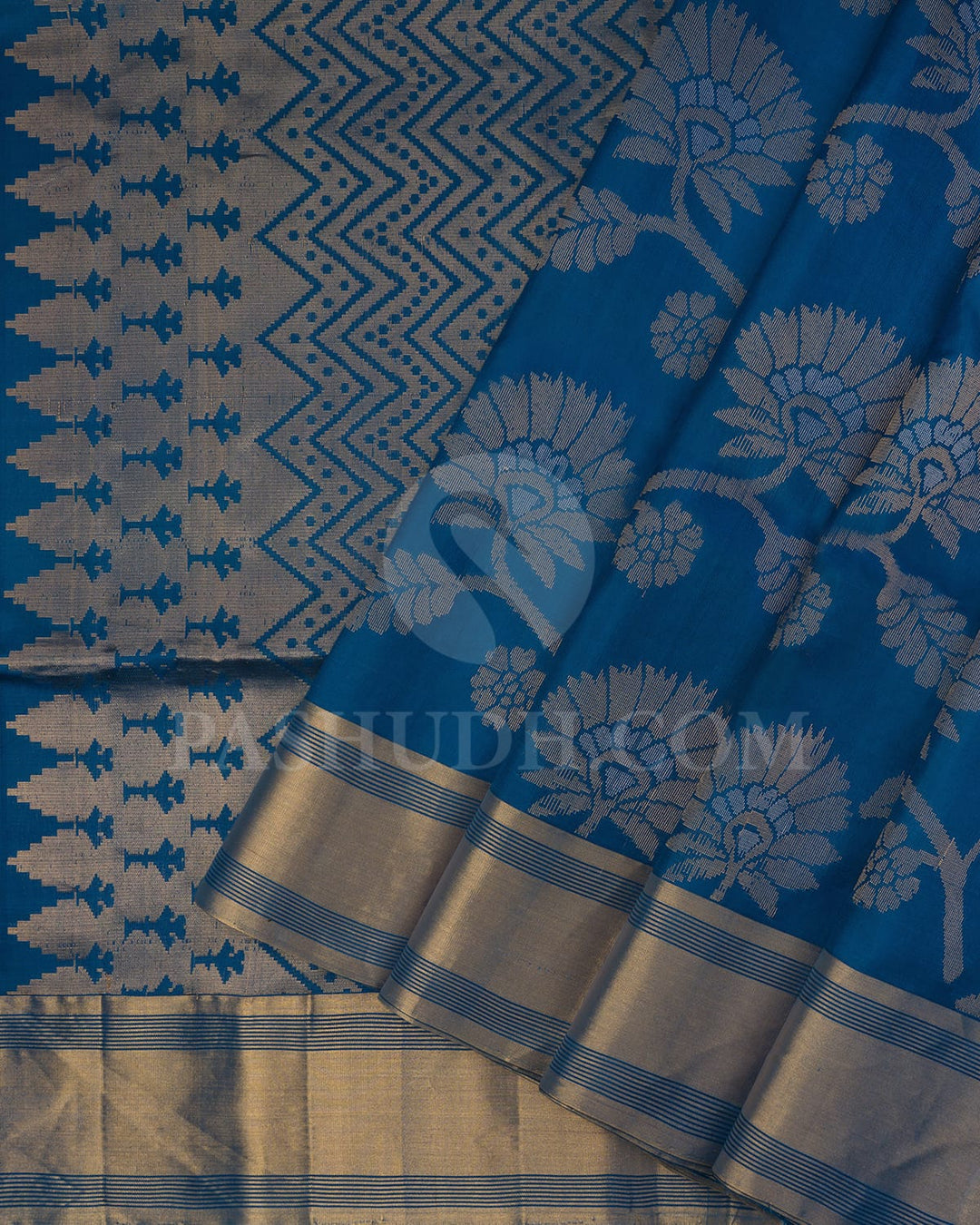Cobalt Blue Self Colored Soft Silk Saree-AC151