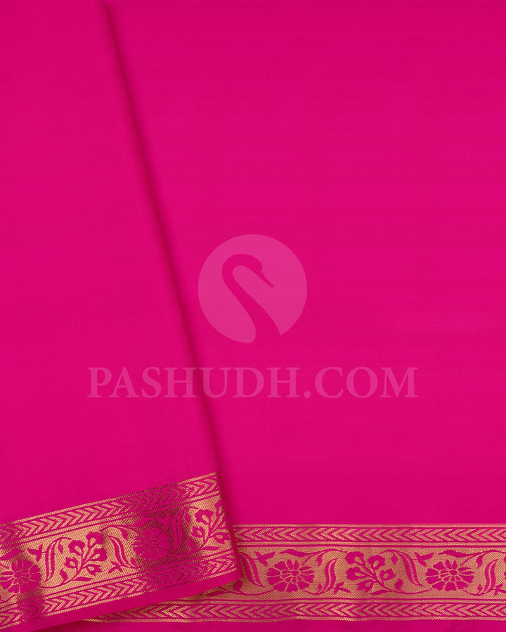 Peachy Pink And Rani Pink Soft Silk Saree-AC111