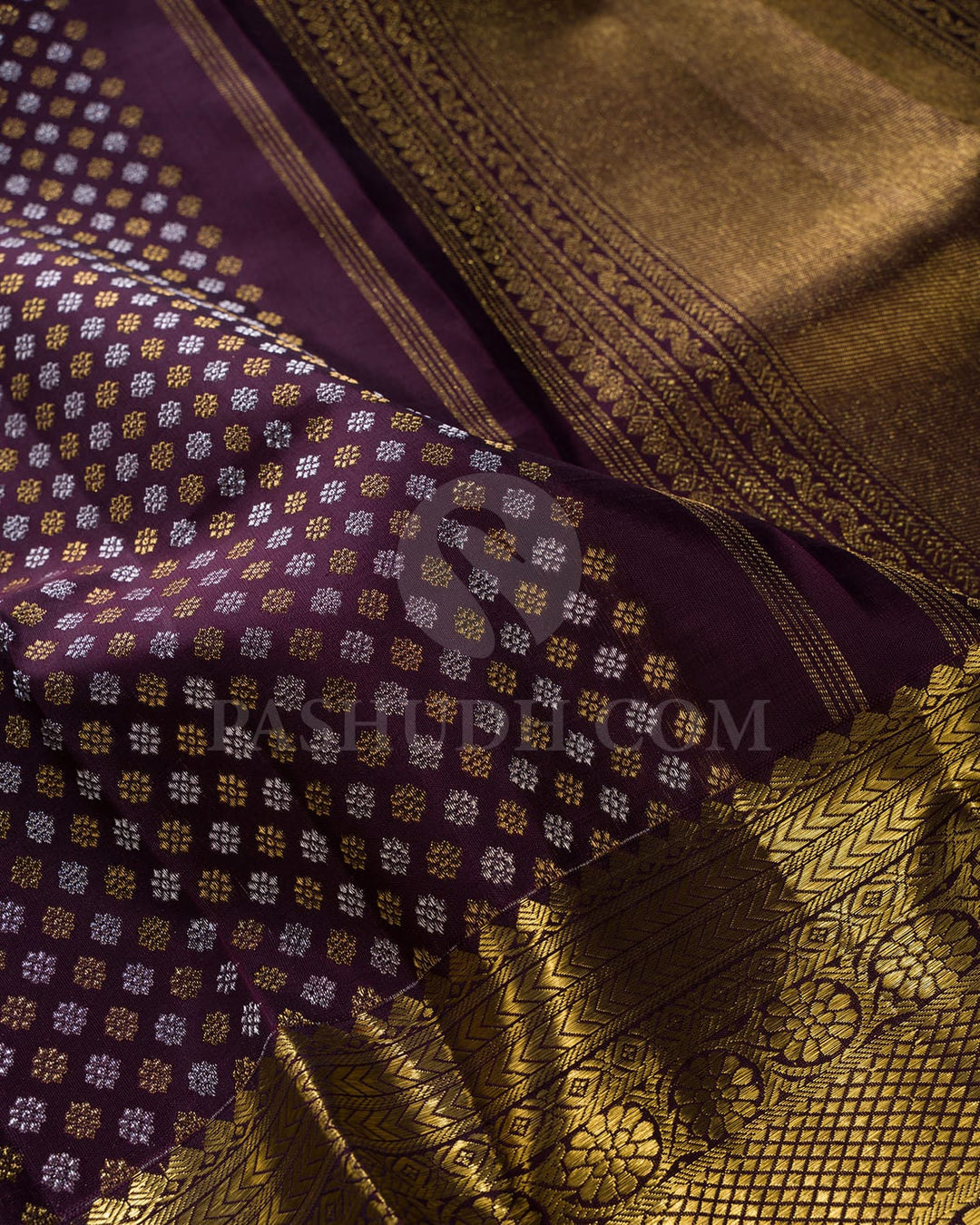 Aubergine Pure Silk Dupatta-T1
