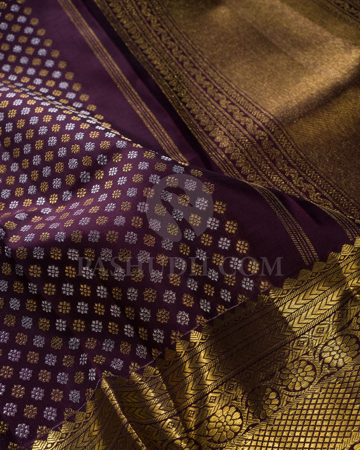 Aubergine Pure Silk Dupatta-T1